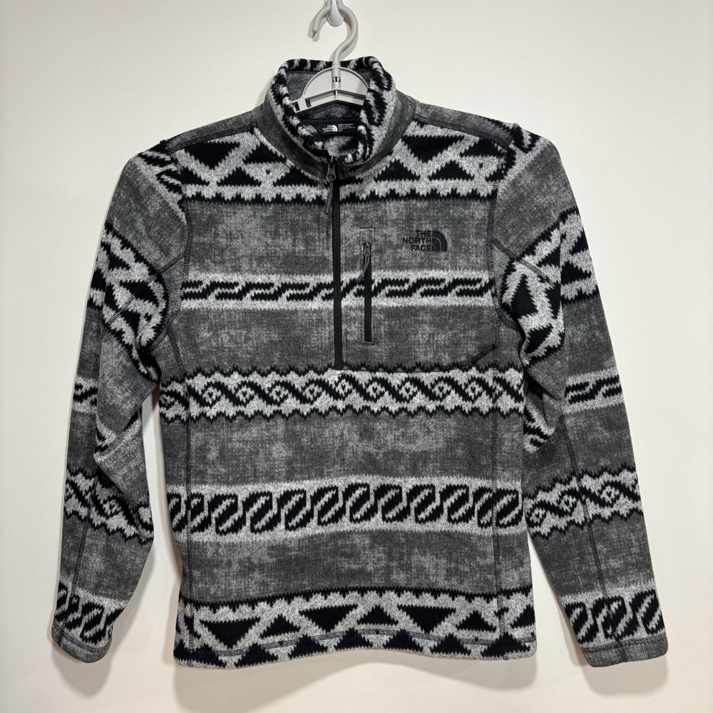 The North Face Gordon Lyon 1/4 Zip Gray Aztec Print Pullover Mens Small Gorpcore